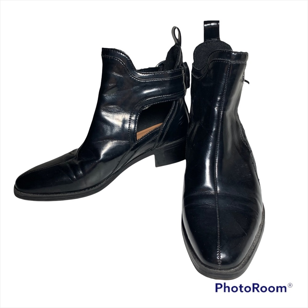 Zara black leather ankle boot Size 36